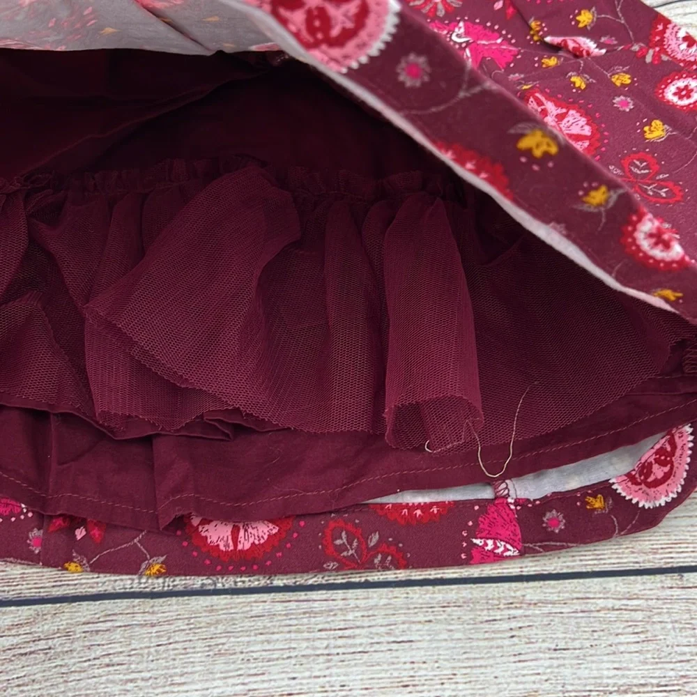 OshKosh Floral Maroon Pink and Mustard Dress Girls Size 3T